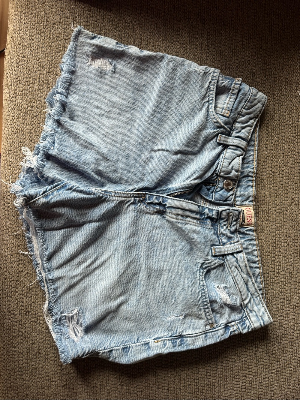 GUESS Light Wash Distressed Denim Cutoff Shorts